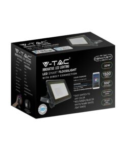 Wi-Fi Smart LED Προβολέας 10W V-TAC Μαύρος 725lm RGB+W Dimmable CCT IP65 – 3006
