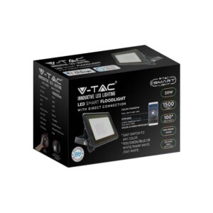 Wi-Fi Smart LED Προβολέας 10W V-TAC Μαύρος 725lm RGB+W Dimmable CCT IP65  – 3006