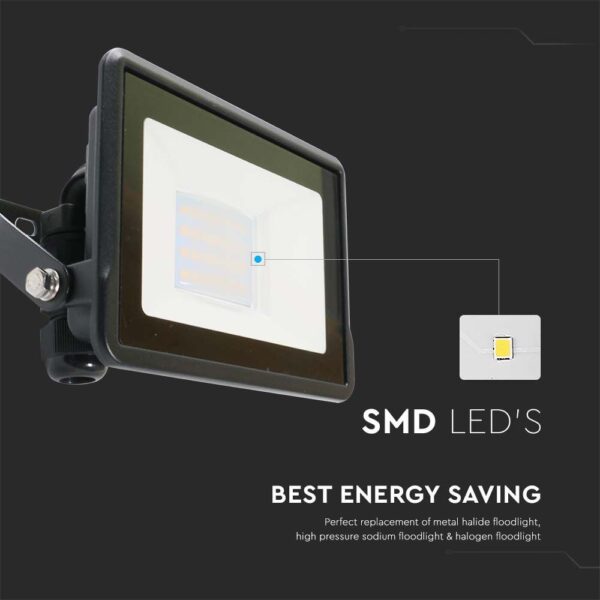 Wi-Fi Smart LED Προβολέας 10W V-TAC Μαύρος 725lm RGB+W Dimmable CCT IP65  – 3006