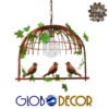 GloboStar® LIBELLULA 01642 Vintage Industrial Κρεμαστό Φωτιστικό Οροφής Μονόφωτο 1 x E27 Καφέ Σκουριά Μεταλλικό Πλέγμα Μ48.5 x Π42 x Y37.5cm