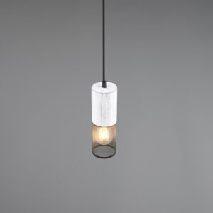 Κρεμαστό Φωτιστικό TOSH Trio Lighting 1x E27 Μαύρο-Άσπρο Ξύλο με Μεταλλικό Μαύρο Πλέγμα – 304300134