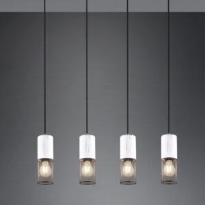 Κρεμαστό Φωτιστικό Ράγα TOSH Trio Lighting 4x E27 Μαύρο Μεταλλικό Πλέγγμα & Άσπρο Ξύλο – 304300434