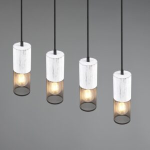 Κρεμαστό Φωτιστικό Ράγα TOSH Trio Lighting 4x E27 Μαύρο Μεταλλικό Πλέγγμα & Άσπρο Ξύλο – 304300434