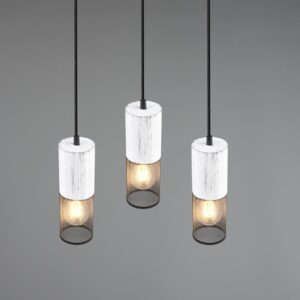 Κρεμαστό Φωτιστικό Ροζέτα TOSH Trio Lighting 3xE27 Μαύρο-Άσπρο Ξύλο με Μεταλλικό Μαύρο Πλέγμα – 304330334