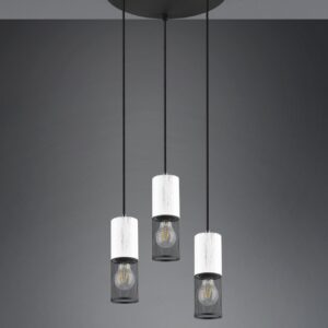 Κρεμαστό Φωτιστικό Ροζέτα TOSH Trio Lighting 3xE27 Μαύρο-Άσπρο Ξύλο με Μεταλλικό Μαύρο Πλέγμα – 304330334