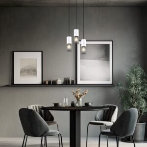 Κρεμαστό Φωτιστικό Ροζέτα TOSH Trio Lighting 3xE27 Μαύρο-Άσπρο Ξύλο με Μεταλλικό Μαύρο Πλέγμα – 304330334