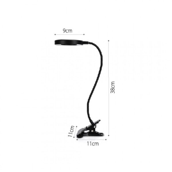 InLight Φωτιστικό LED Γραφείου 7W 3CCT (by switch) με κλίπ σε μαύρο χρώμα D:38cm (3044-BL)