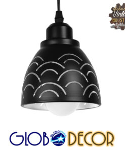 GloboStar® CLOUD 01482 Μοντέρνο Κρεμαστό Φωτιστικό Οροφής Μονόφωτο 1 x E27 Μεταλλικό Μαύρο Λευκό Καμπάνα Φ13 x Υ14cm