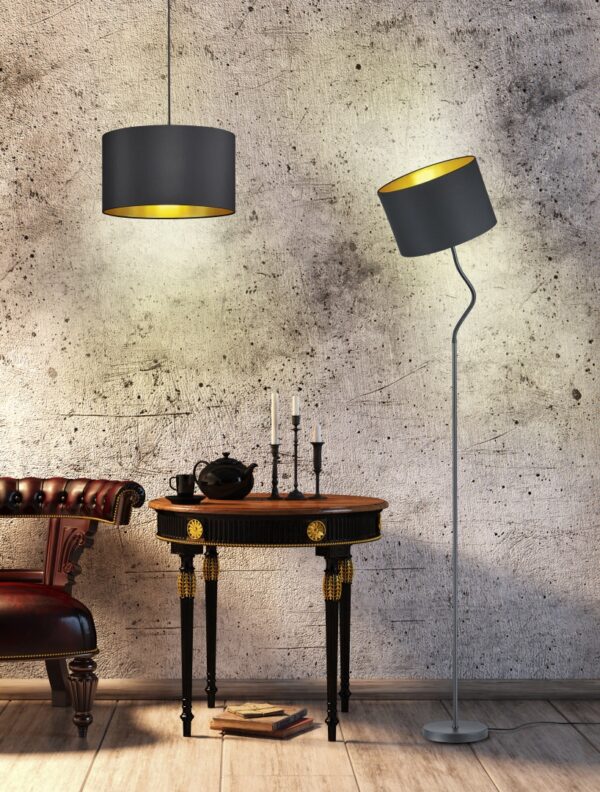 Κρεμαστό Φωτιστικό Trio Lighting   E27 Μαύρο Ματ Υφασμάτινο    308200179