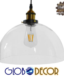GloboStar® DARCY 01171 Vintage Κρεμαστό Φωτιστικό Οροφής Μονόφωτο 1 x E27 Γυάλινο Καμπάνα Φ30 x Y25cm