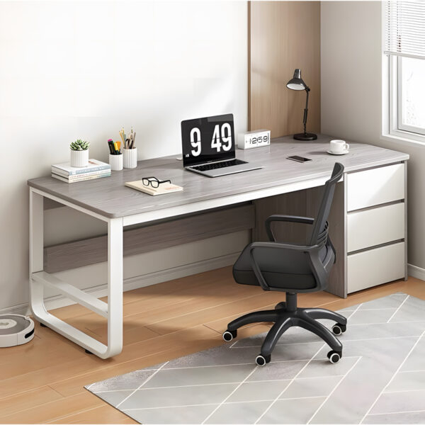 Γραφείο Salto pakoworld με ραφιέρα-MDF γκρι-λευκό 120x48x74εκ 072-000077