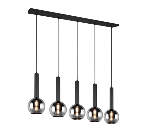 Κρεμαστό Φωτιστικό Trio Lighting CLAYTON  5x E27 Μαύρο Ματ Μεταλλικό   - 310300532