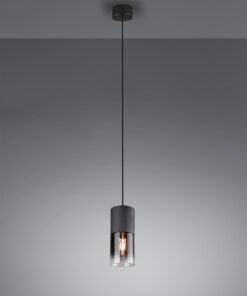 Κρεμαστό Φωτιστικό Trio Lighting 1x E27 Μαύρο Ματ Μεταλλικό με Φιμέ Γυαλί – 310600132