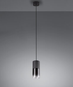 Κρεμαστό Φωτιστικό Trio Lighting 1x E27 Μαύρο Ματ Μεταλλικό με Φιμέ Γυαλί – 310600132