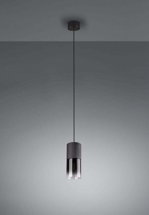 Κρεμαστό Φωτιστικό Trio Lighting 1x E27 Μαύρο Ματ Μεταλλικό με Φιμέ Γυαλί –  310600132