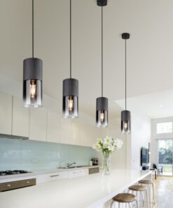 Κρεμαστό Φωτιστικό Trio Lighting 1x E27 Μαύρο Ματ Μεταλλικό με Φιμέ Γυαλί – 310600132