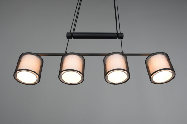 Κρεμαστό Φωτιστικό Trio Lighting BURTON  4x E14 Μαύρο Ματ Μεταλλικό   – 311400432