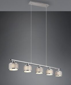 Κρεμαστό Φωτιστικό Ράγα Trio Lighting 5x E14 Χρώματος Χρώμιο με Γκρι Αμπαζουρ – 311600506