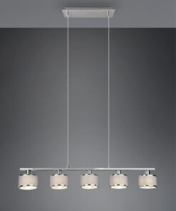Κρεμαστό Φωτιστικό Ράγα Trio Lighting 5x E14 Χρώματος Χρώμιο με Γκρι Αμπαζουρ – 311600506