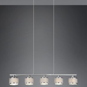 Κρεμαστό Φωτιστικό Ράγα Trio Lighting 5x E14 Χρώματος Χρώμιο με Γκρι Αμπαζουρ – 311600506