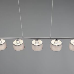 Κρεμαστό Φωτιστικό Ράγα Trio Lighting 5x E14 Χρώματος Χρώμιο με Γκρι Αμπαζουρ – 311600506