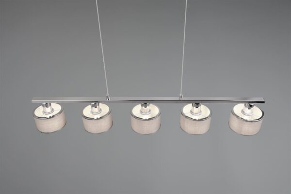 Κρεμαστό Φωτιστικό Ράγα Trio Lighting 5x E14 Χρώματος Χρώμιο με Γκρι Αμπαζουρ – 311600506