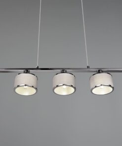 Κρεμαστό Φωτιστικό Ράγα Trio Lighting 5x E14 Χρώματος Χρώμιο με Γκρι Αμπαζουρ – 311600506