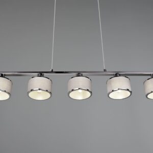 Κρεμαστό Φωτιστικό Ράγα Trio Lighting 5x E14 Χρώματος Χρώμιο με Γκρι Αμπαζουρ – 311600506