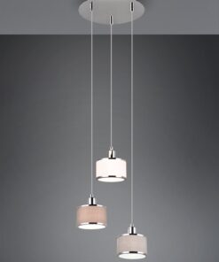 Κρεμαστό Φωτιστικό Ροζέτα KAPRUN Trio Lighting 3x E14 Νίκελ με Λευκό-Γκρι-Καφέ Αμπαζουρ – 311630306