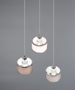 Κρεμαστό Φωτιστικό Ροζέτα KAPRUN Trio Lighting 3x E14 Νίκελ με Λευκό-Γκρι-Καφέ Αμπαζουρ – 311630306