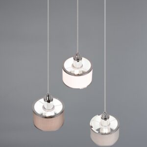 Κρεμαστό Φωτιστικό Ροζέτα KAPRUN Trio Lighting 3x E14 Νίκελ με Λευκό-Γκρι-Καφέ Αμπαζουρ – 311630306