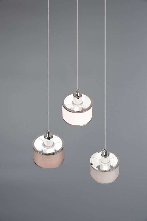Κρεμαστό Φωτιστικό Ροζέτα KAPRUN Trio Lighting 3x E14 Νίκελ με Λευκό-Γκρι-Καφέ Αμπαζουρ – 311630306