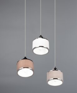 Κρεμαστό Φωτιστικό Ροζέτα KAPRUN Trio Lighting 3x E14 Νίκελ με Λευκό-Γκρι-Καφέ Αμπαζουρ – 311630306