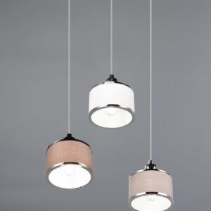 Κρεμαστό Φωτιστικό Ροζέτα KAPRUN Trio Lighting 3x E14 Νίκελ με Λευκό-Γκρι-Καφέ Αμπαζουρ – 311630306