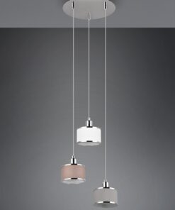 Κρεμαστό Φωτιστικό Ροζέτα KAPRUN Trio Lighting 3x E14 Νίκελ με Λευκό-Γκρι-Καφέ Αμπαζουρ – 311630306