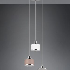 Κρεμαστό Φωτιστικό Ροζέτα KAPRUN Trio Lighting 3x E14 Νίκελ με Λευκό-Γκρι-Καφέ Αμπαζουρ – 311630306