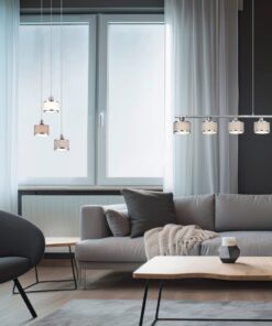 Κρεμαστό Φωτιστικό Ράγα Trio Lighting 5x E14 Χρώματος Χρώμιο με Γκρι Αμπαζουρ – 311600506