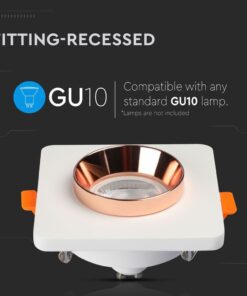 Γύψινη Βάση GU10 – MR16 V-TAC Χωνευτή Τετράγωνη Χάλκινο-Λευκό – 3117