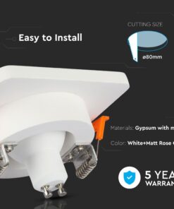 Γύψινη Βάση GU10 – MR16 V-TAC Χωνευτή Τετράγωνη Χάλκινο-Λευκό – 3117