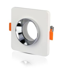 Γύψινη Βάση GU10 – MR16 V-TAC Χωνευτή Τετράγωνη Χρώμιο-Λευκό – 3119