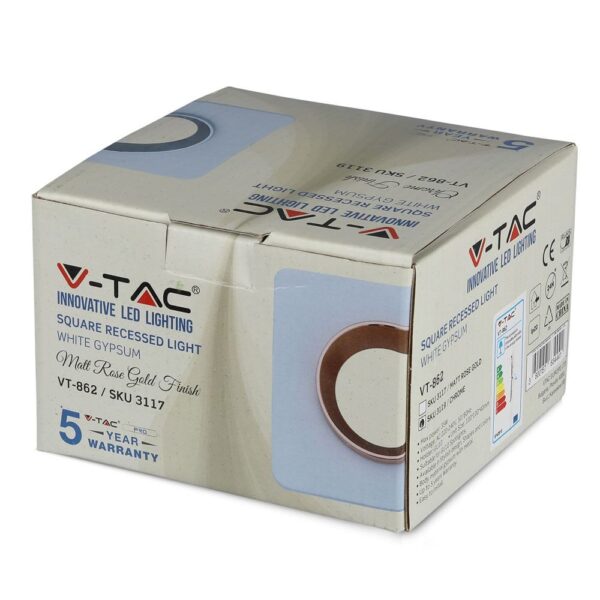 Γύψινη Βάση GU10 – MR16 V-TAC Χωνευτή Τετράγωνη Χρώμιο-Λευκό – 3119