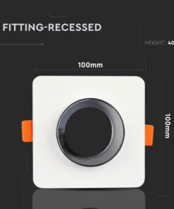 Γύψινη Βάση GU10 – MR16 V-TAC Χωνευτή Τετράγωνη Χρώμιο-Λευκό – 3119