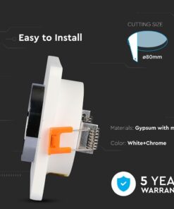 Γύψινη Βάση GU10 – MR16 V-TAC Χωνευτή Τετράγωνη Χρώμιο-Λευκό – 3119