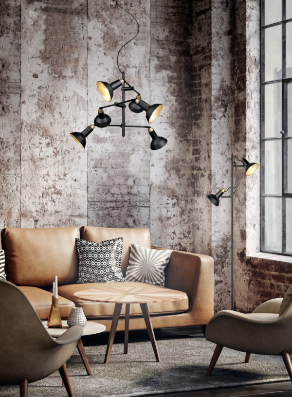 Κρεμαστό Φωτιστικό Trio Lighting ROXIE 6x E14 Μαύρο Ματ Μεταλλικό, Περιστρεφόμενο – 311900632