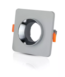 Χωνευτό φωτιστικό Spot GU10 γύψινο τετράγωνο με γκρι & χρώμιο σώμα V-TAC – 3120