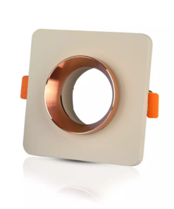 Χωνευτό φωτιστικό Spot GU10 γύψινο τετράγωνο με υπόλευκο & ροζ χαλκός σώμα V-TAC – 3121