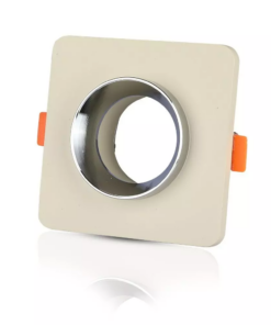 Χωνευτό φωτιστικό Spot GU10 γύψινο τετράγωνο με υπόλευκο & χρώμιο σώμα V-TAC – 3122