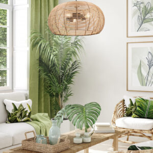 Κρεμαστό Φωτιστικό Trio Lighting INGA  1x E27 Φυσικό Rattan   – 312200136