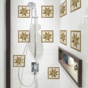 Tile Cover Beige Flowers πλακάκια διακόσμησης τοίχων κουζίνας και μπάνιου Ango – 31225