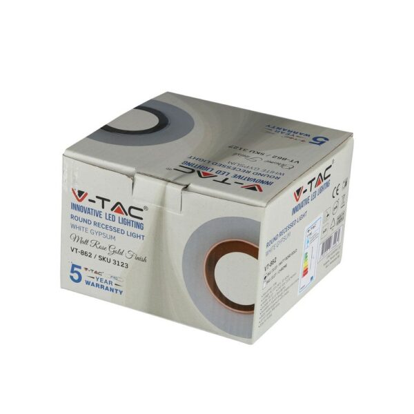 Γύψινη Βάση GU10 – MR16 V-TAC Χωνευτή Στρογγυλή Χάλκινο-Λευκό – 3123